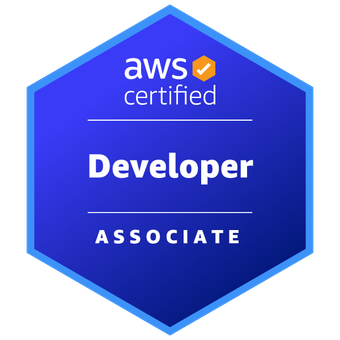The badge awarded by Amazon Web Services for mastery of subject matter for 'AWS Certified Developer - Associate'.